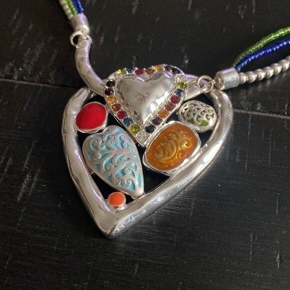 Heart Glass Crystal Seed Bead Enamel Stone Colorful Necklace‌‌‌‌ - Picture 7 of 13